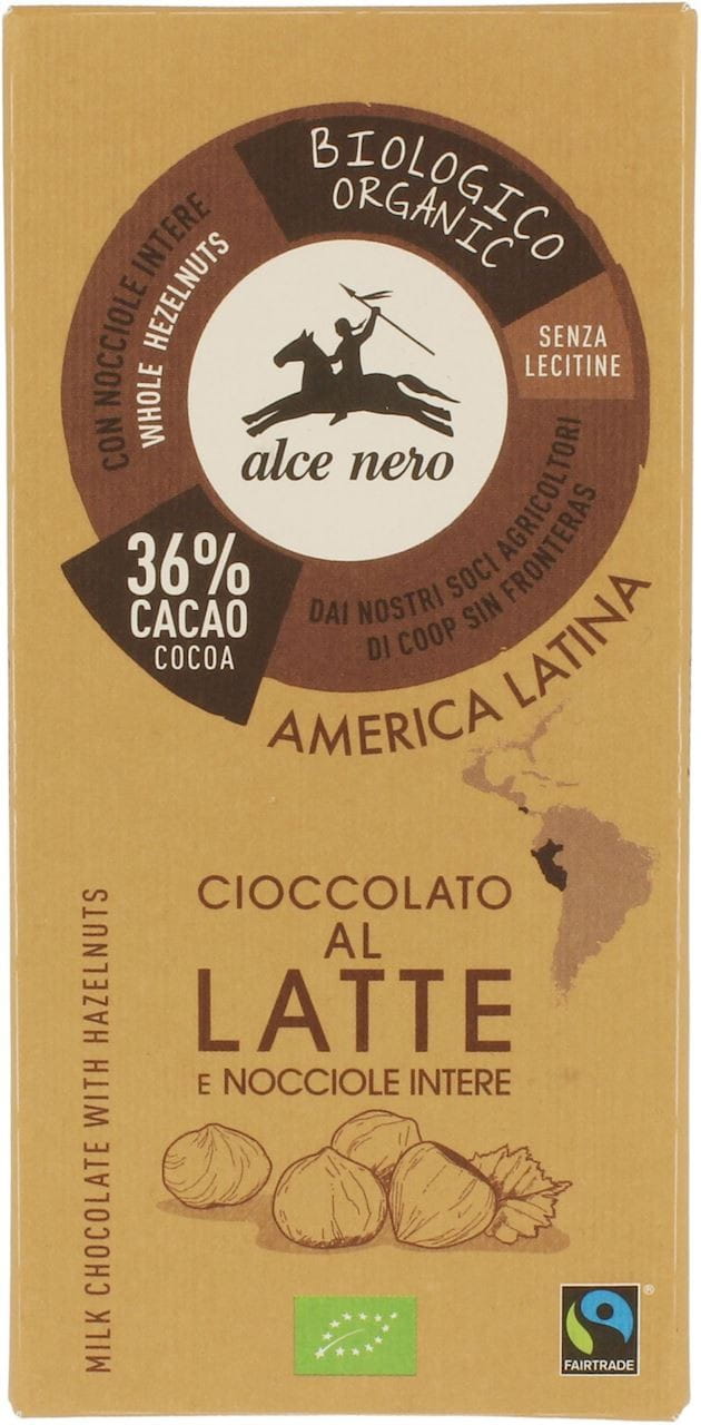 Milchschokolade mit fair gehandelten Nüssen BIO 100 g - ALCE NERO