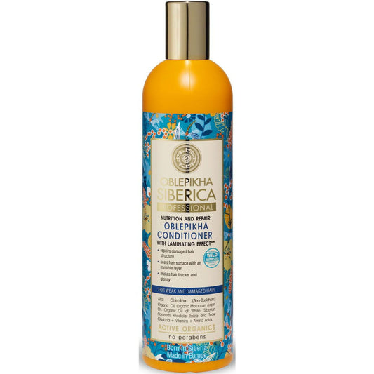 Conditioner für schwaches, geschädigtes Haar von OBLEPIKHA SIBERICA, Ernährung und Wiederaufbau, 400 ml Flasche