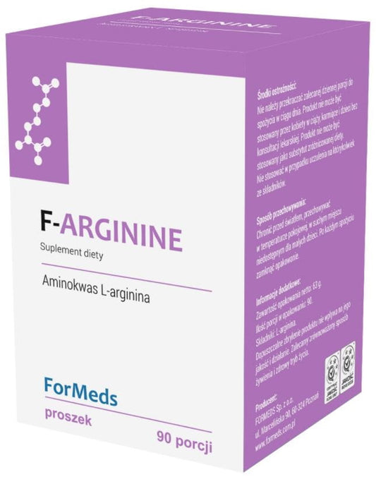 Arginin L-Arginin 700 mg, 90 Portionen, FORMEDS, Pulver in Dose mit Messlöffel, weiße Verpackung