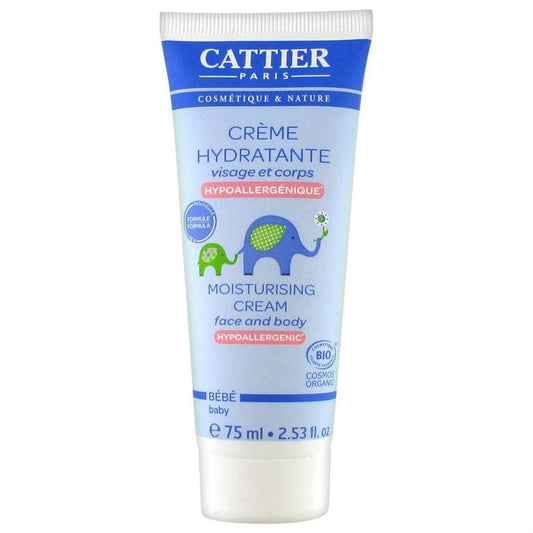 Feuchtigkeitsspendende Gesichts- und Körpercreme für Kinder von CATTIER, 75 ml, cremige Textur für sensible Haut.