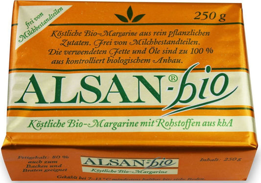 Bio-Margarine von ALSAN, 250 g, cremige Margarine in einer weißen Packung, ideal zum Backen und Kochen