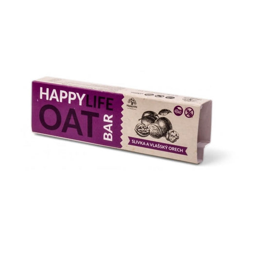 HAPPYLIFE Haferriegel mit Pflaume und Walnuss, glutenfrei, bio, 42 g, natürliche Snack-Alternative