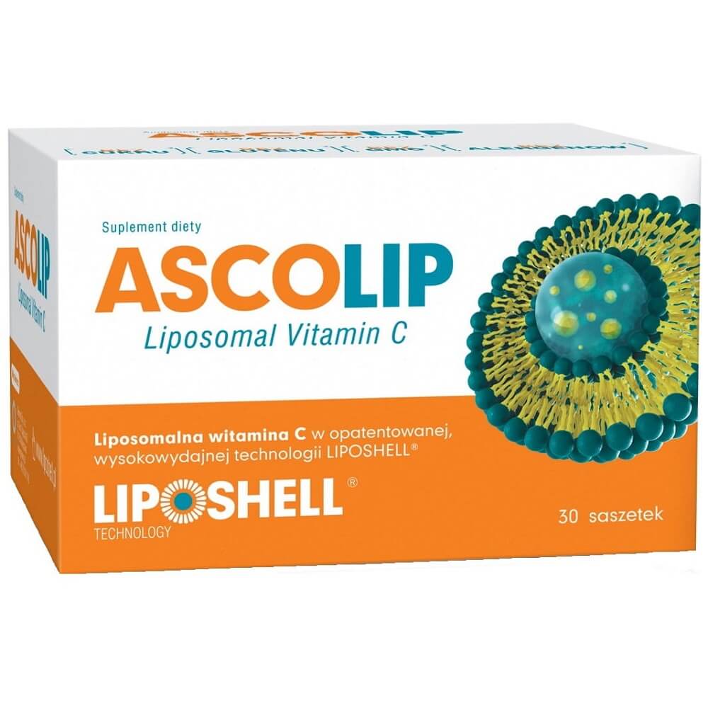 Liposomales Vitamin C 1000 mg liposomales Vitamin C Zitronen- und Orangengeschmack 30 Beutel mit 5 g ASCOLIP