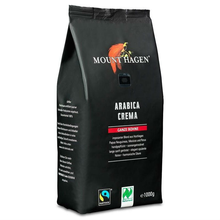 Arabica Crema geröstete Kaffeebohnen fair gehandelt BIO 1 kg - MOUNT HAGEN