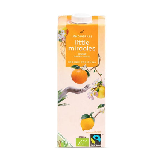 Bio Erfrischendes Getränk mit Zitronengras, Orange und Ingwer von LITTLE MIRACLES, 1000 ml Flasche