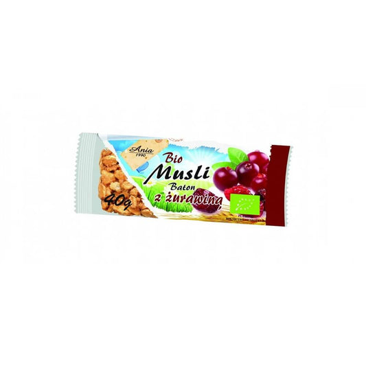 Bio Cranberry Müsliriegel von BIO ANIA, geformt und mit getrockneten Cranberries, 40 g, nährstoffreicher Snack in Packung