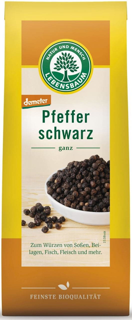 Schwarze Pfefferkörner BIO 50 g - LEBENSBAUM Hover Image