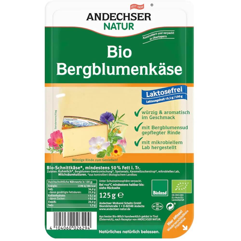Bergblumenkäse in Scheiben 50% BIO 125 g ANDECHSER NATUR