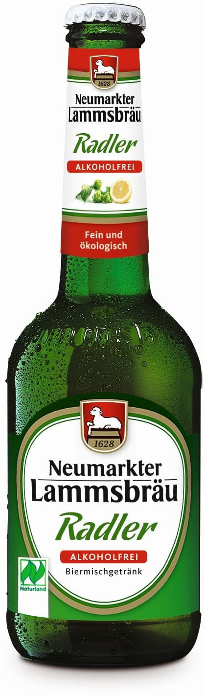 Alkoholfreier Bierradler BIO in 330 ml Flasche von NEUMARKTER LAMMSBRAU, erfrischendes Getränk mit Zitronengeschmack