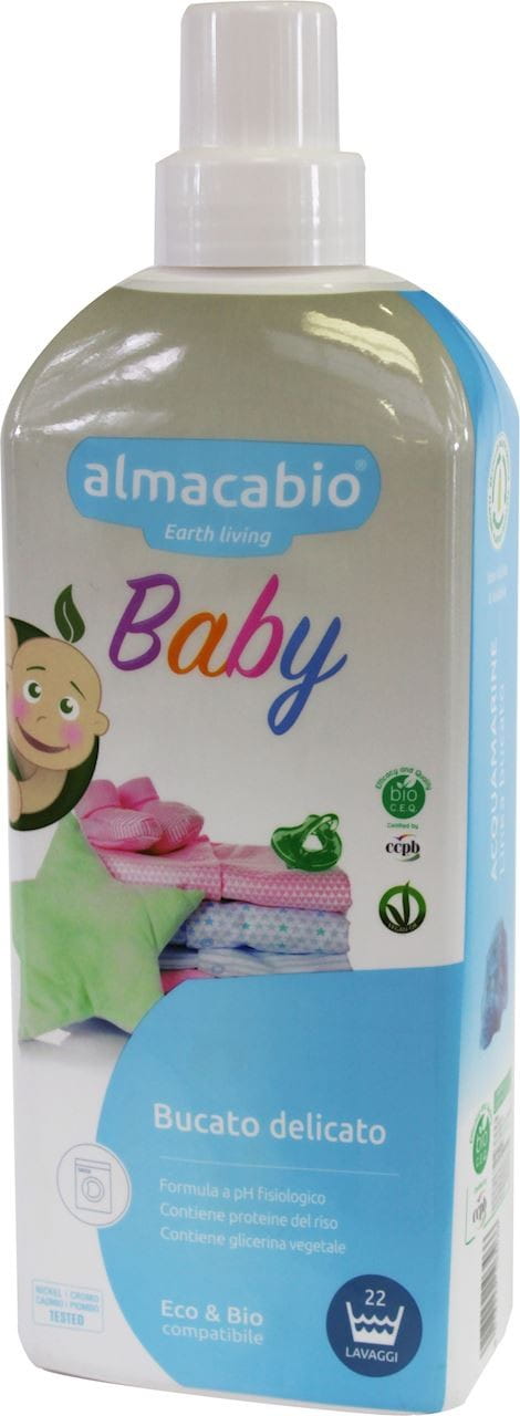 Biologische Flüssigkeit zum Waschen von Kinderkleidung, ALMACABIO, 1 Liter, umweltfreundliches Waschmittel für Kinderkleidung